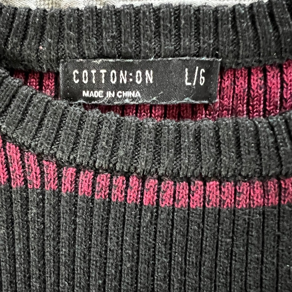 Cotton On short sleeve striped sweater dress, black, grey, pink, magenta - Large - Picture 9 of 12